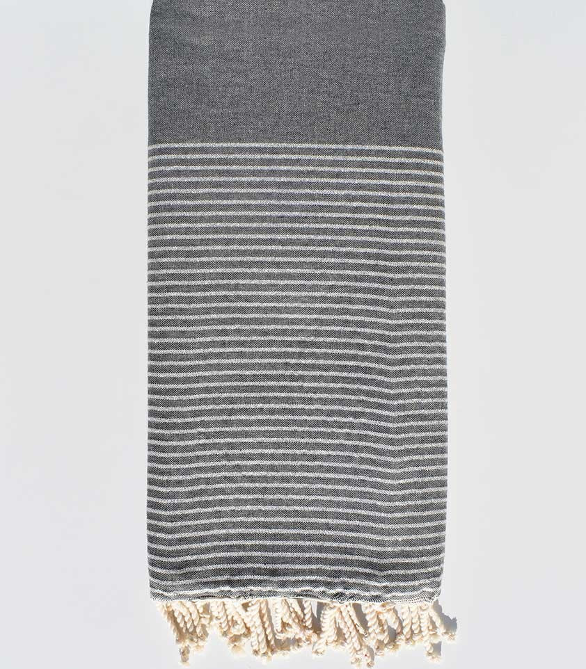 Jeté gris ardoise au fil lurex argent Fouta Tunisia - 1