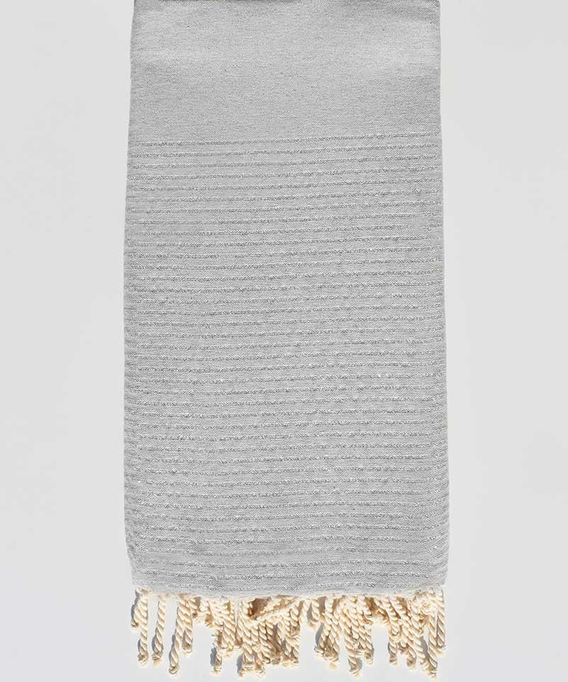 Jeté gris clair avec lurex Fouta Tunisia - 2