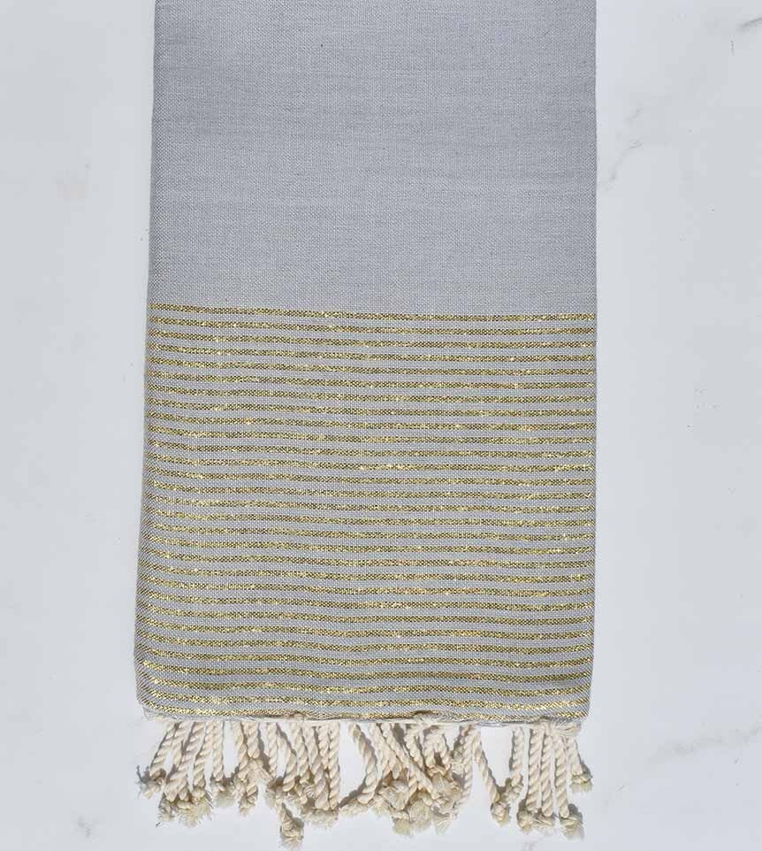 Fouta Lurex plate gris souris  - 1