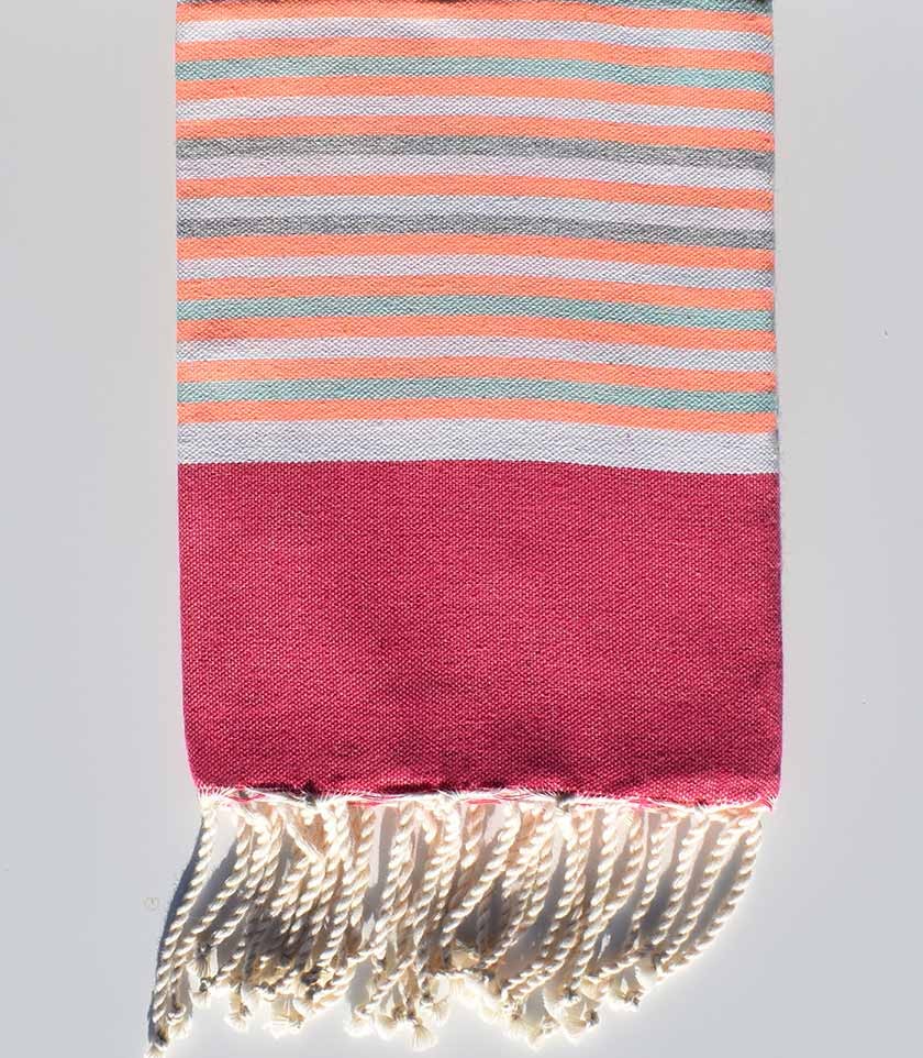 Serviette de plage enfant rose ,blanc, gris,vert d'eau,orange fluo Fouta Tunisia - 1