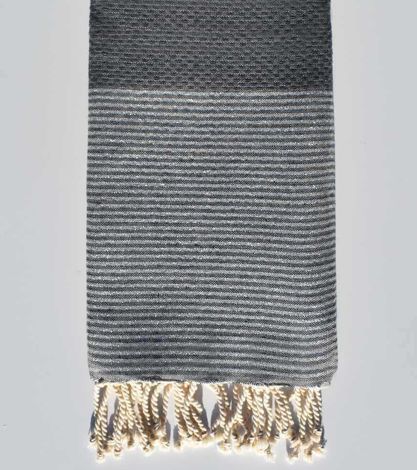 Fouta Lurex nid d'abeille gris moyen Fouta Tunisia - 1