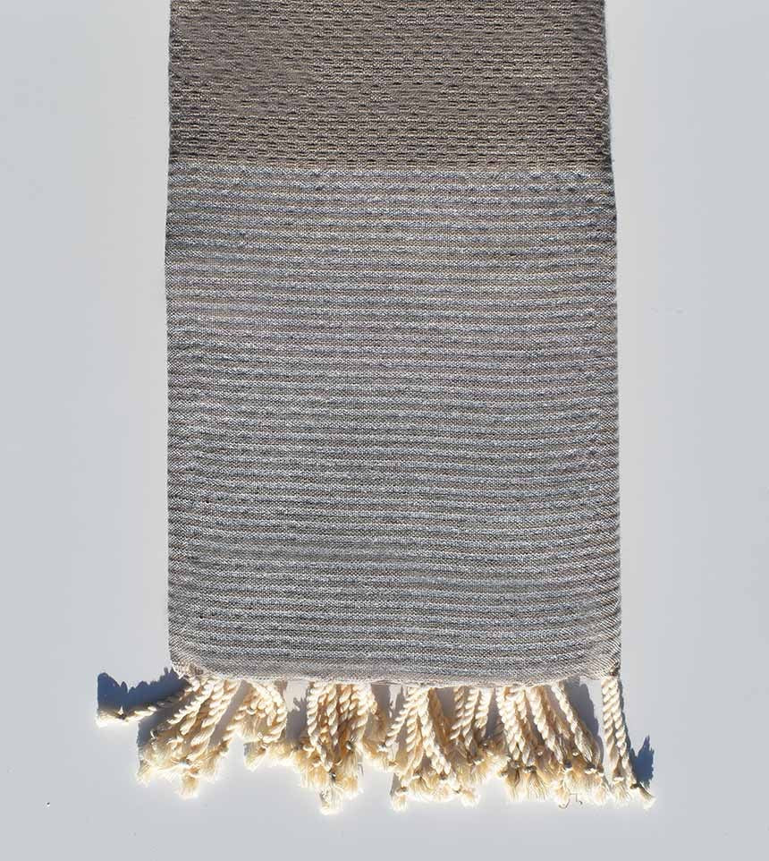 Serviette de plage nid d'abeille taupe avec lurex Fouta Tunisia - 1
