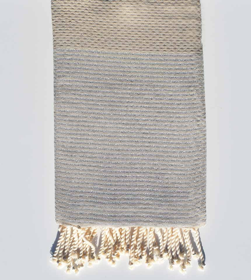fouta lurex nid d'abeille beige foncé Fouta Tunisia - 1