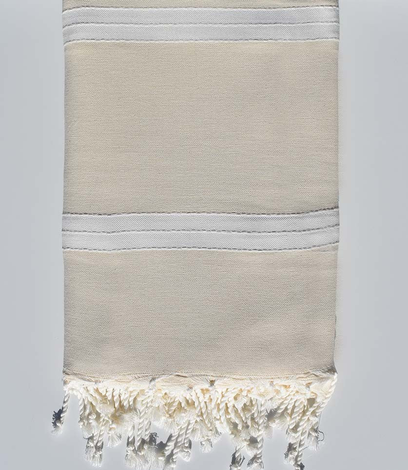 Jeté écru et blanc crème 1.90m*3m Fouta Tunisia - 1