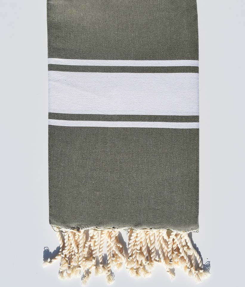 Fouta Plate vert kaki foncé  - 1