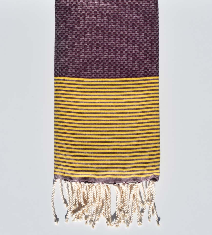 Serviette de plage nid d'abeille byzantium rayée jaune  - 1