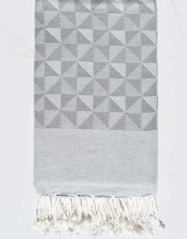 Fouta jacquard géométrique gris et gris clair Fouta Tunisia - 1