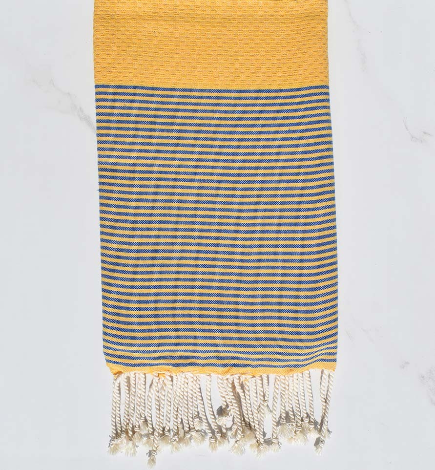 Fouta nid d'abeille ocre jaune  - 1