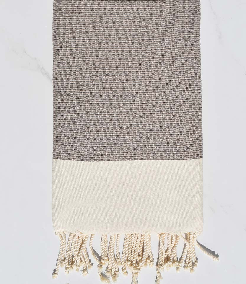Fouta PIQUE-PIQUE taupe Fouta Tunisia - 3