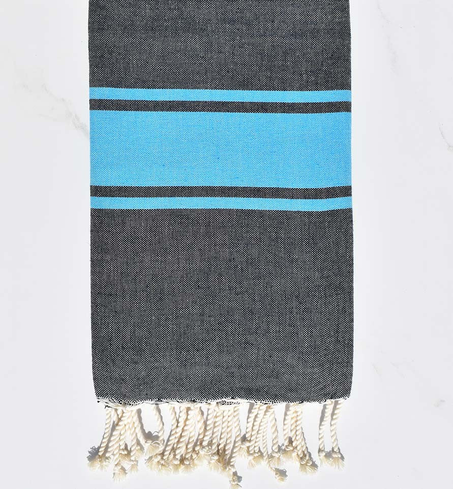 Fouta Plate denim rayée bleu azur Fouta Tunisia - 1
