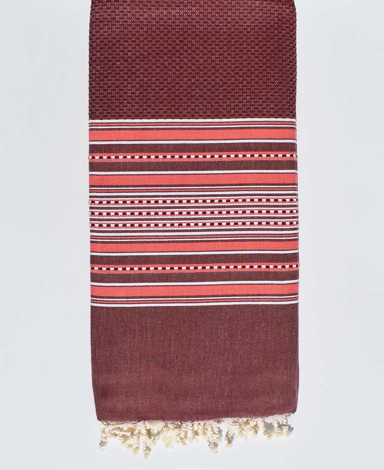 Jeté Arabesque rouge bordeaux rayée Incarnat  - 1