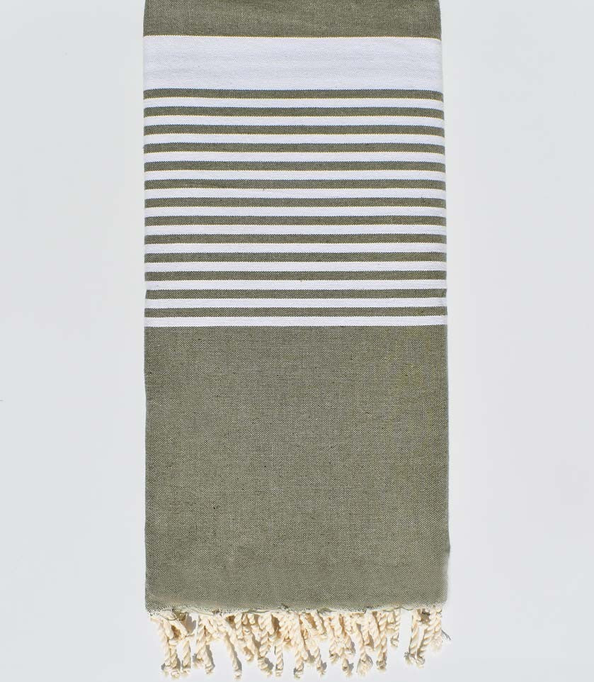 Jeté vert moyen avec rayures Fouta Tunisia - 1