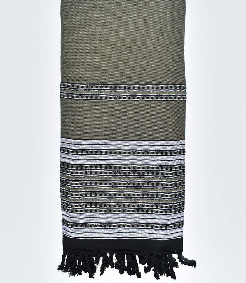 Fouta Couple Arabesque Vert militaire  - 1