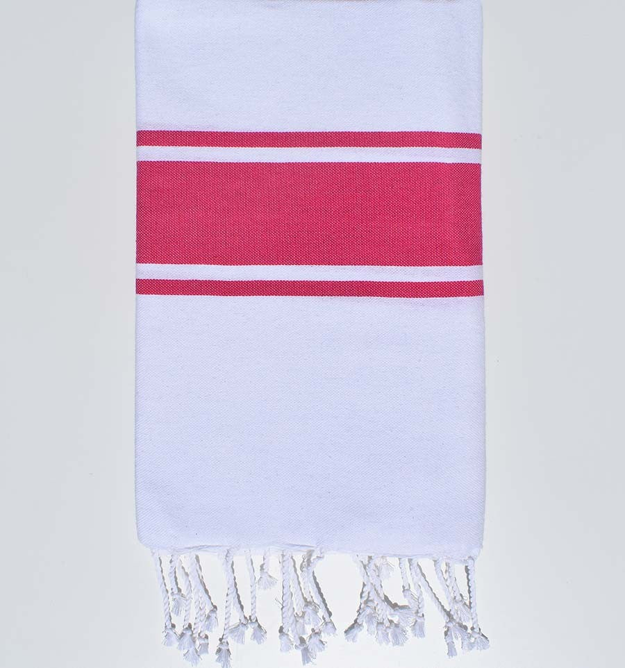 Fouta Plate Blanche bandes rose Fouta Tunisia - 4
