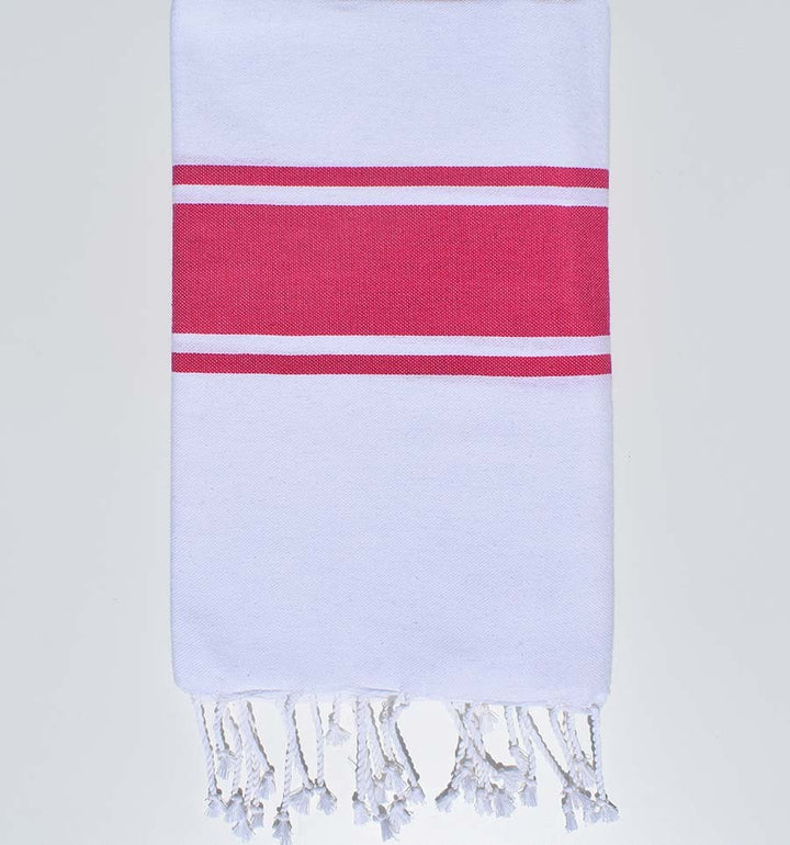 Fouta Plate Blanche bandes rose Fouta Tunisia - 4