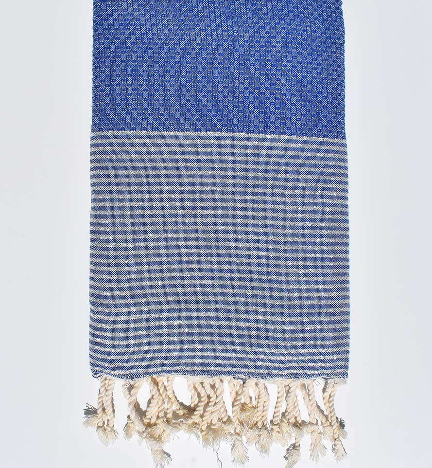 FOUTA Lurex NID D'ABEILLE bleu de cobalt Fouta Tunisia - 1