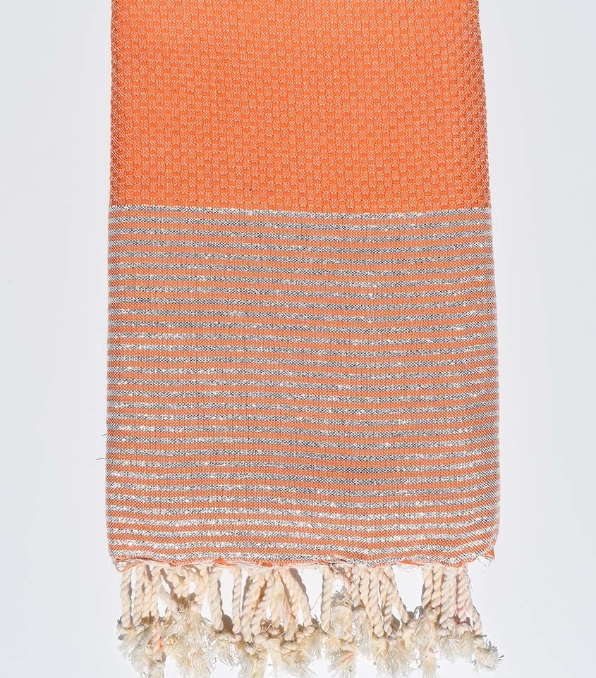 Fouta Lurex nid d'abeille orange Fouta Tunisia - 1