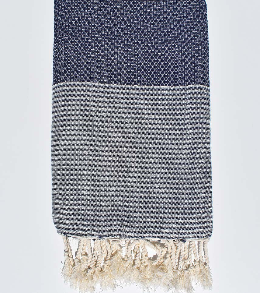 Fouta Lurex nid d'abeille bleu foncé Fouta Tunisia - 1
