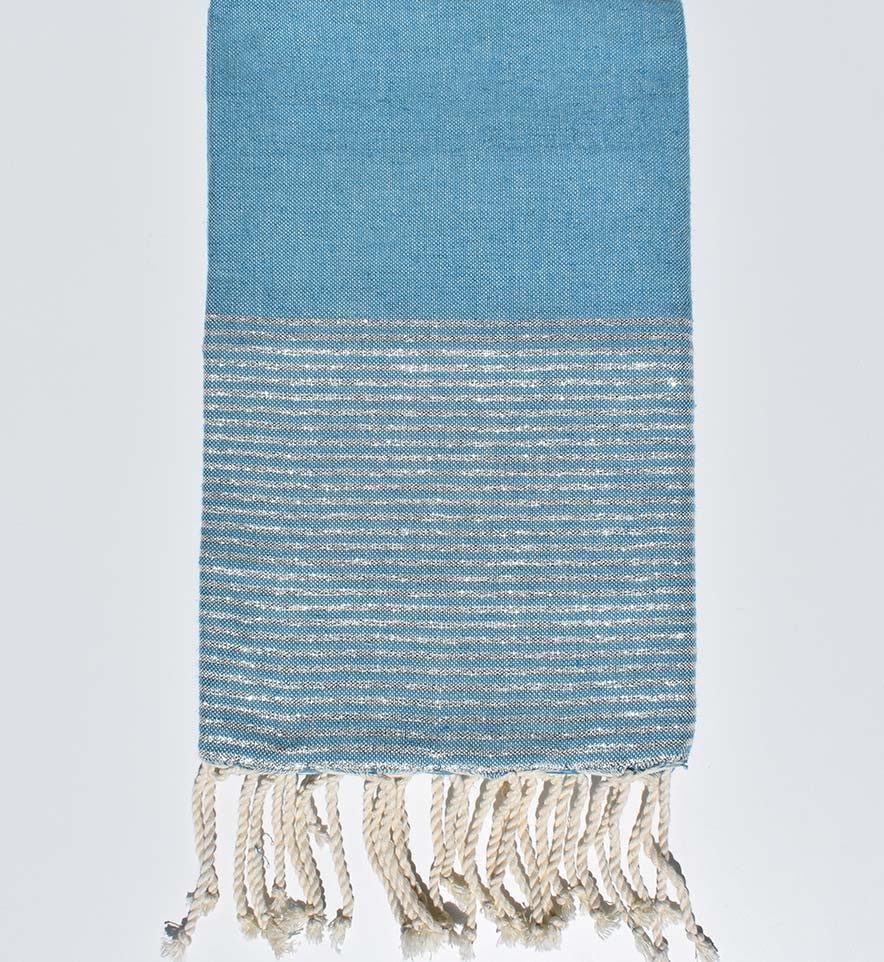 Fouta plate bleu bondi avec lurex Fouta Tunisia - 1