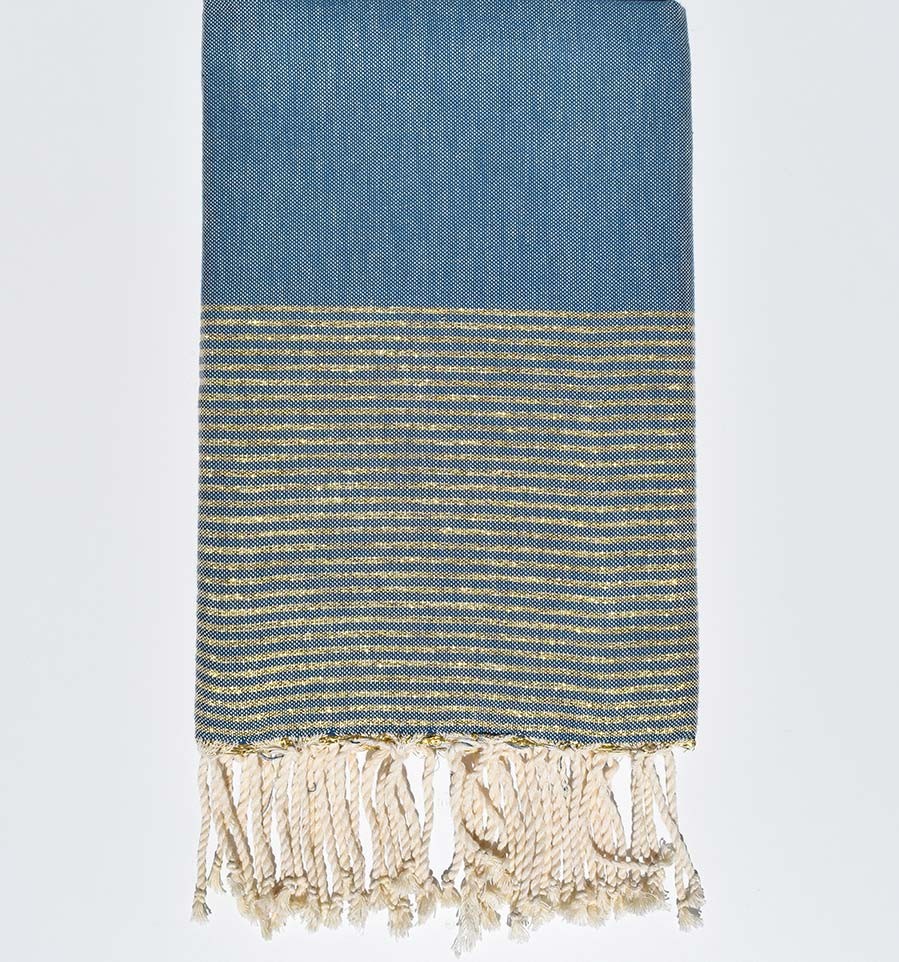 Fouta plate bleu canard avec lurex doré  - 1