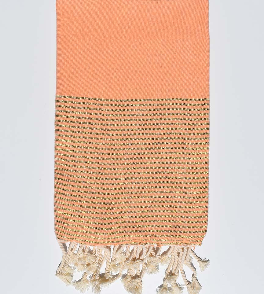 Fouta plate couleur saumon clair avec lurex Fouta Tunisia - 1