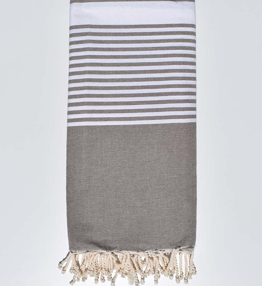Jeté taupe avec rayures Fouta Tunisia - 3
