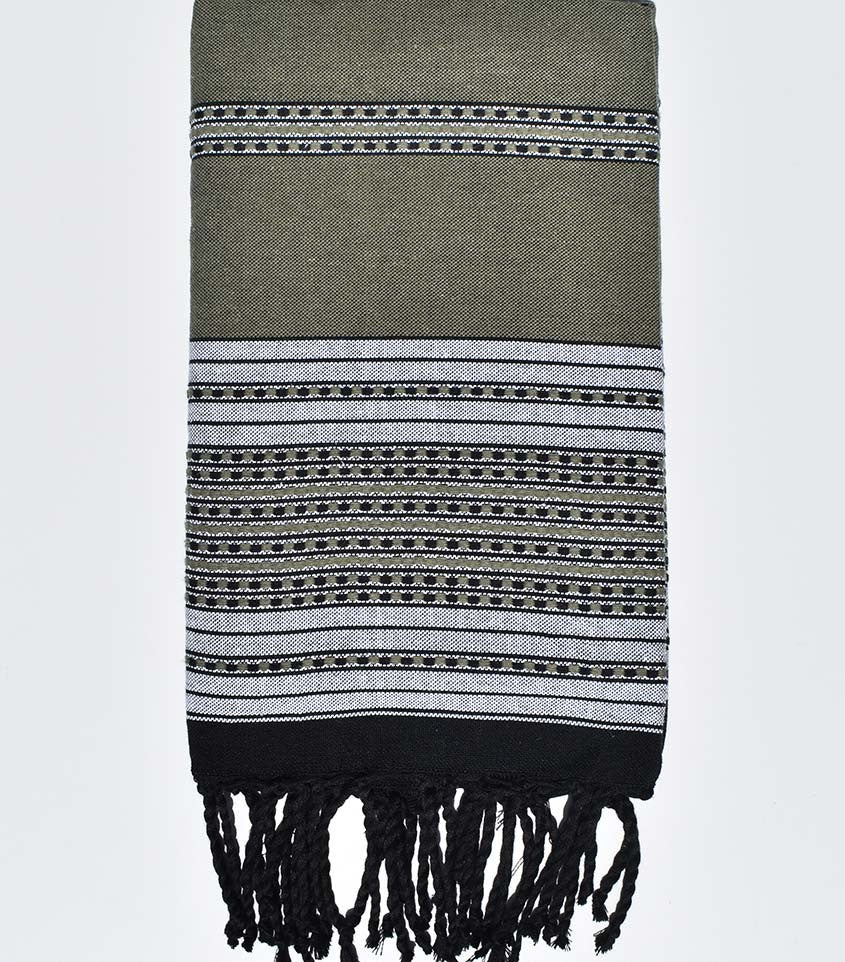 Fouta arabesque vert militaire Fouta Tunisia - 1