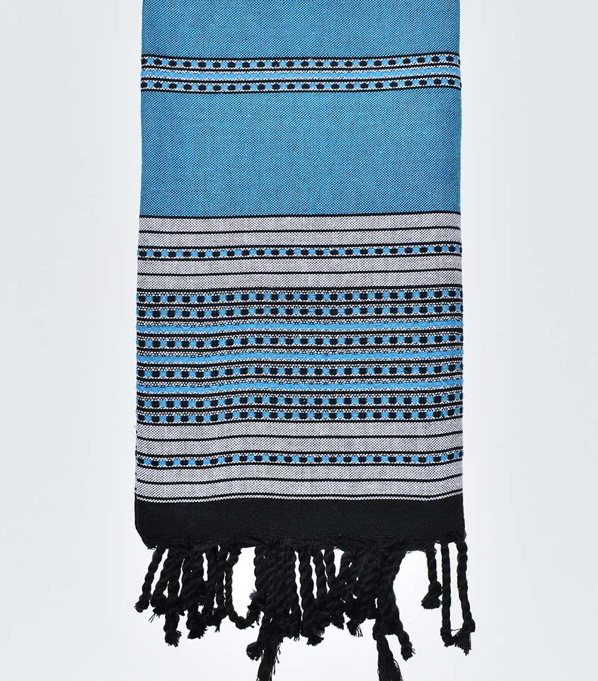 Fouta arabesque bleu céruléen  - 1