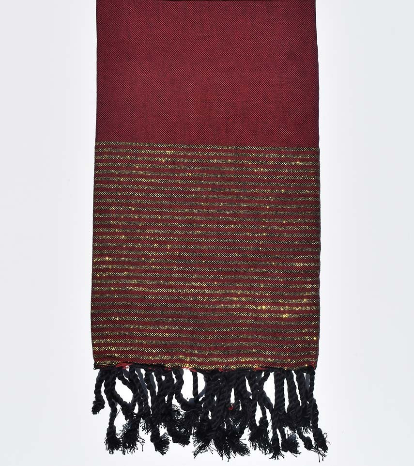 Fouta plate rouge bourgogne avec lurex Fouta Tunisia - 1