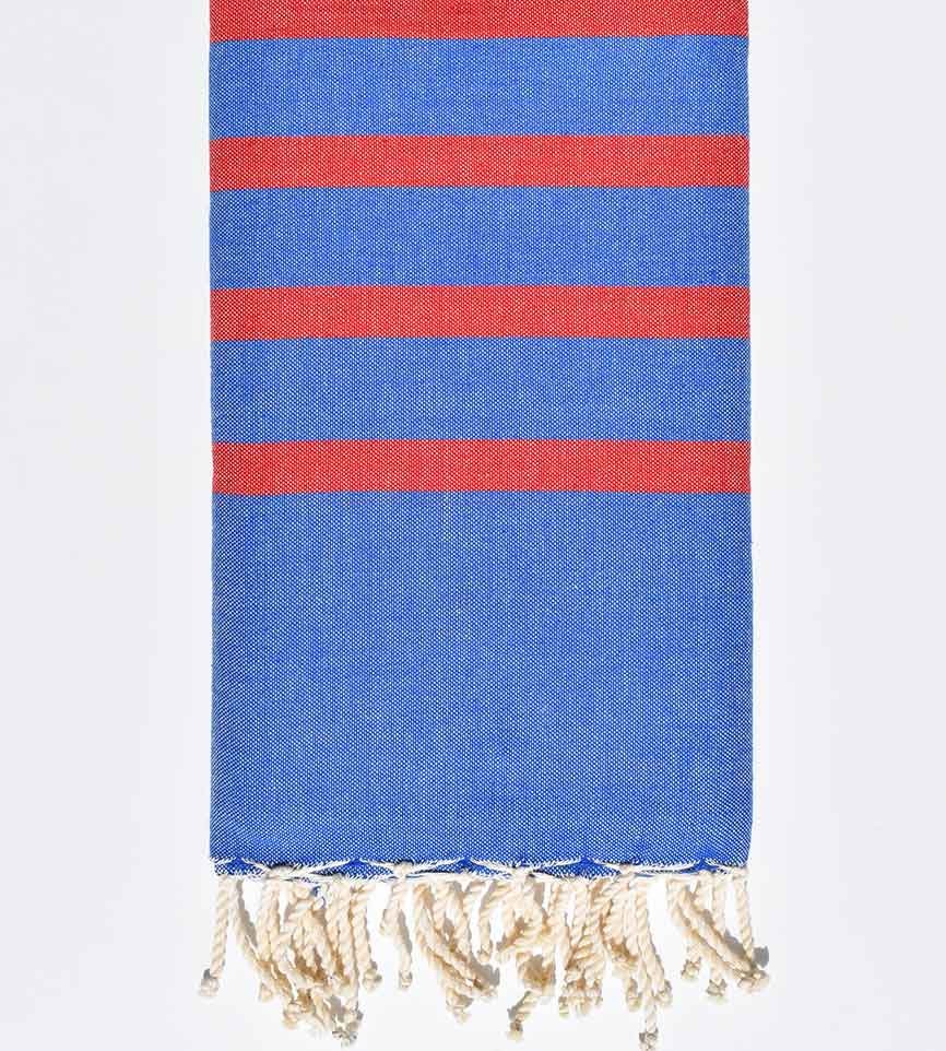 Serviette de plage plate bleu et rouge  - 1