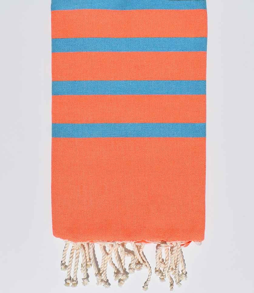 Serviette de Plage Plate Orange et bleu Fouta Tunisia - 1