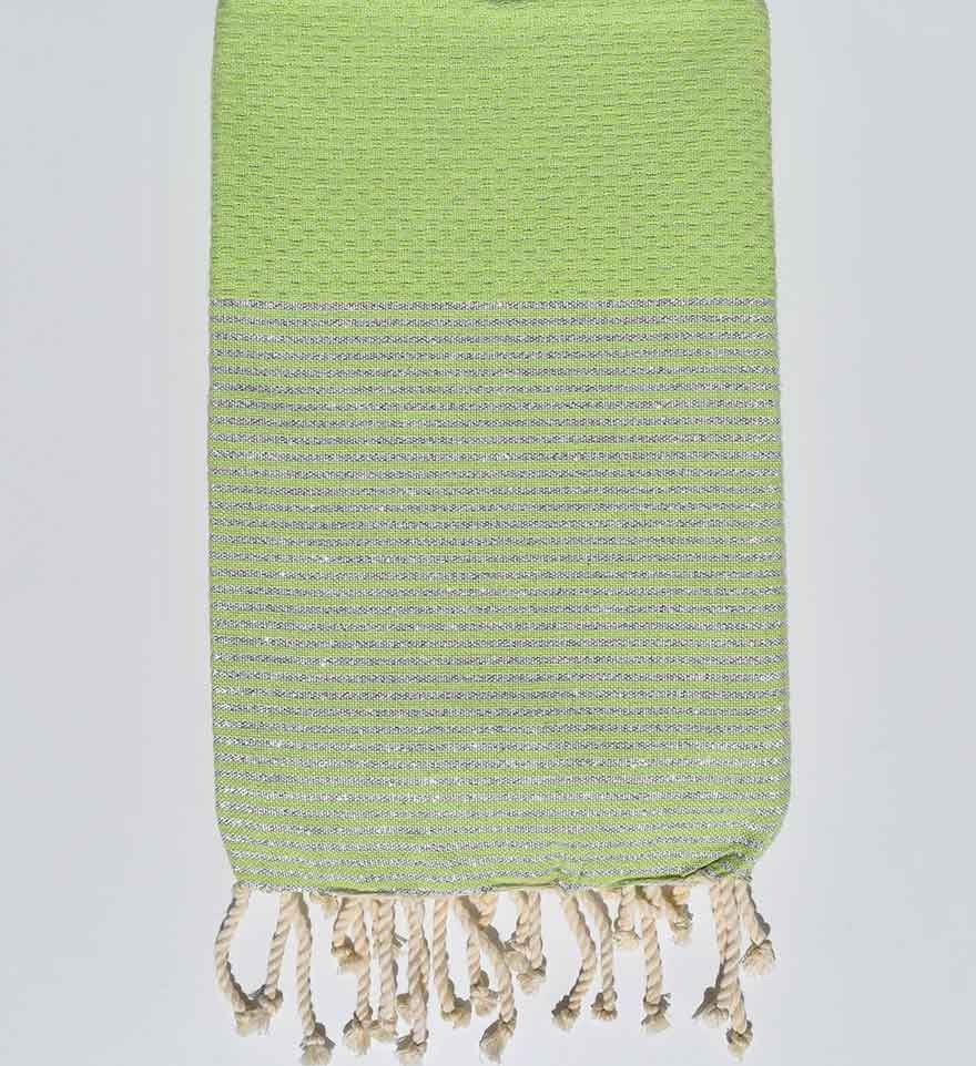 Fouta Lurex nid d'abeille vert pistache Fouta Tunisia - 1
