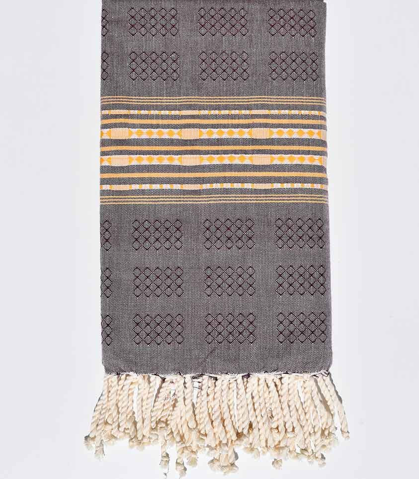 Fouta thalasso violet d'évèque avec motifs Fouta Tunisia - 1