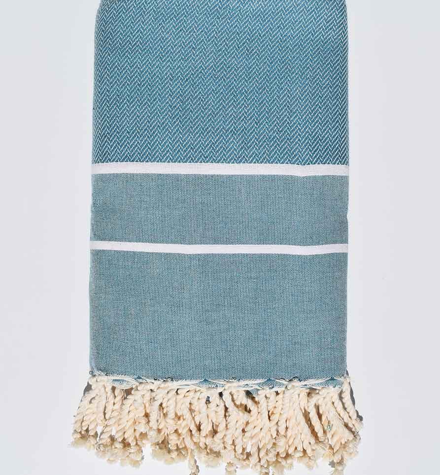 jeté couple chevron bleu canard  - 1