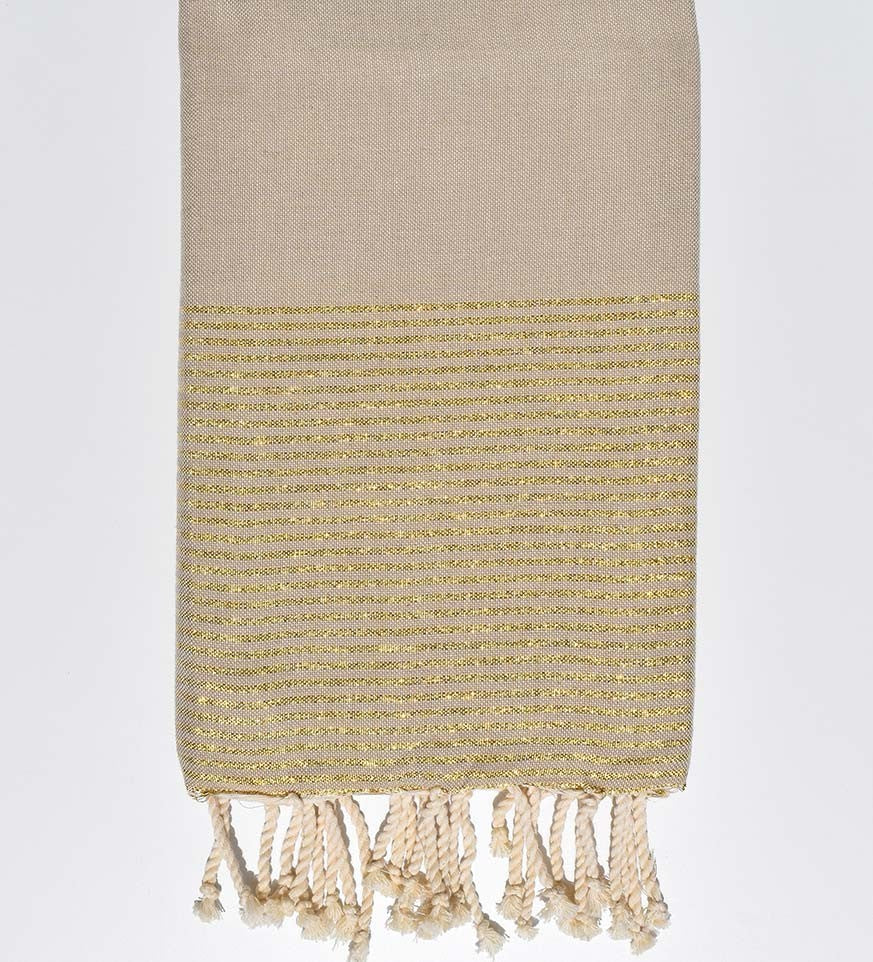 FOUTA Lurex plate kaki clair Fouta Tunisia - 1