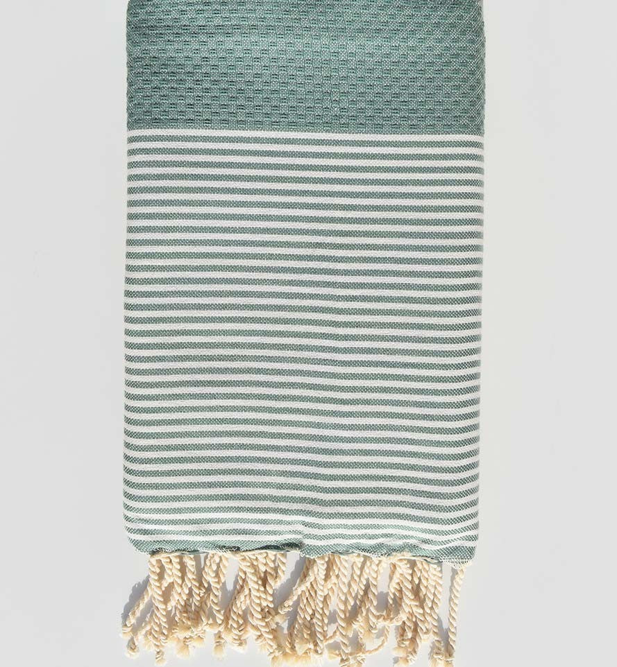 Fouta nid d'abeille vert sauge  - 1