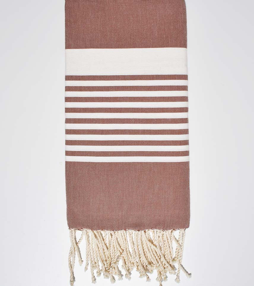 Serviette de plage Arthur noisette clair Fouta Tunisia - 1