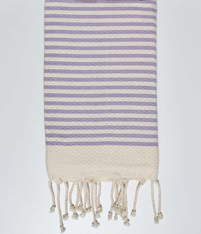 Fouta nid d'abeille rayée 1 cm avec rayures parme Fouta Tunisia - 1