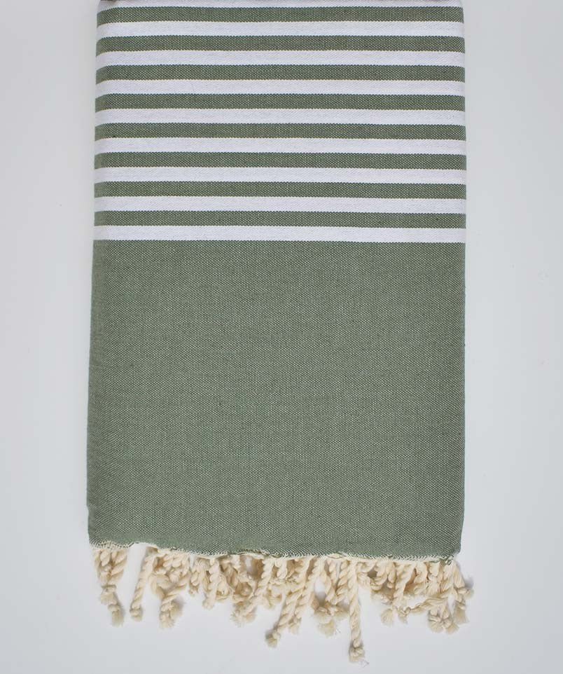Jeté vert pale avec rayures  - 1