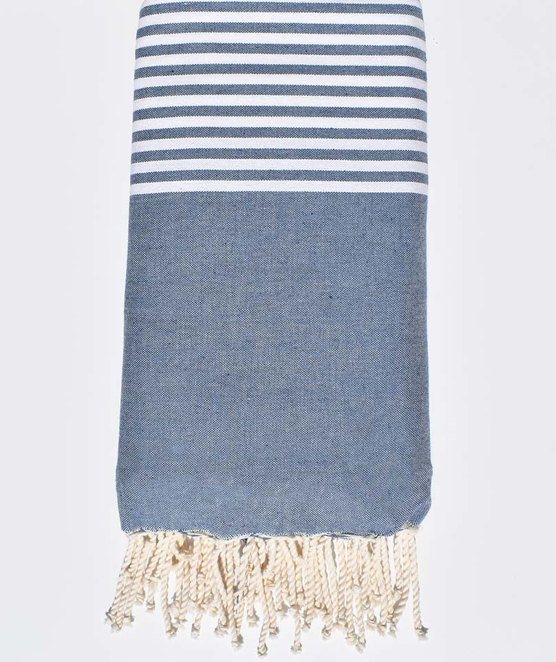 Jeté bleu turquin avec rayures Fouta Tunisia - 2