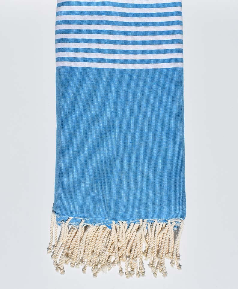 Jeté bleu céruléen 2.3m*2.8m Fouta Tunisia - 1