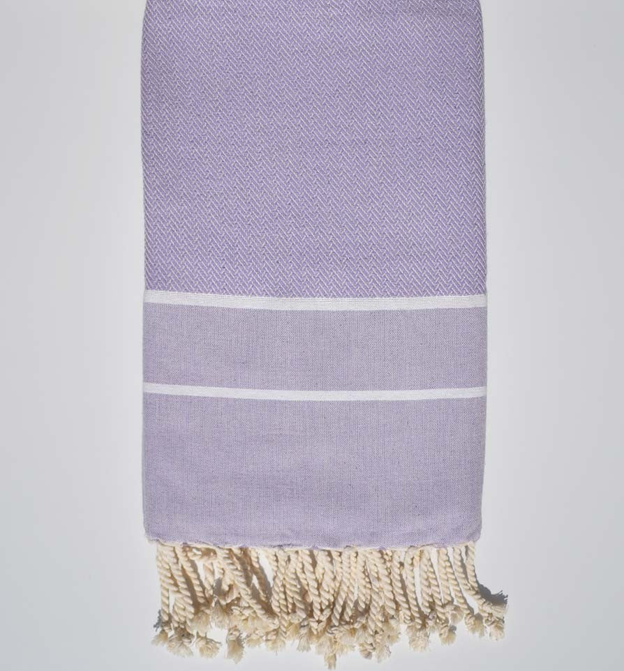 Serviette de plage chevron mauve Fouta Tunisia - 1