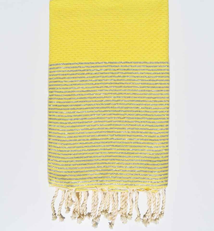 Fouta nid d'abeille jaune avec lurex Fouta Tunisia - 1