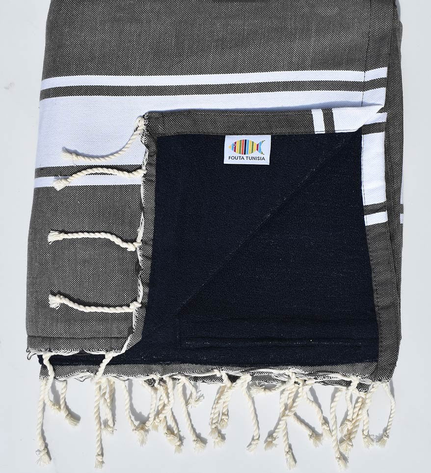 Fouta plate couleur bis doublée éponge  - 1