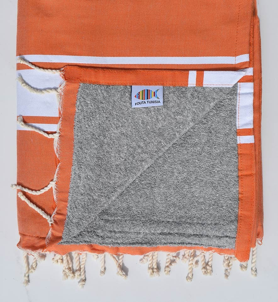 fouta éponge orange foncé Fouta Tunisia - 1
