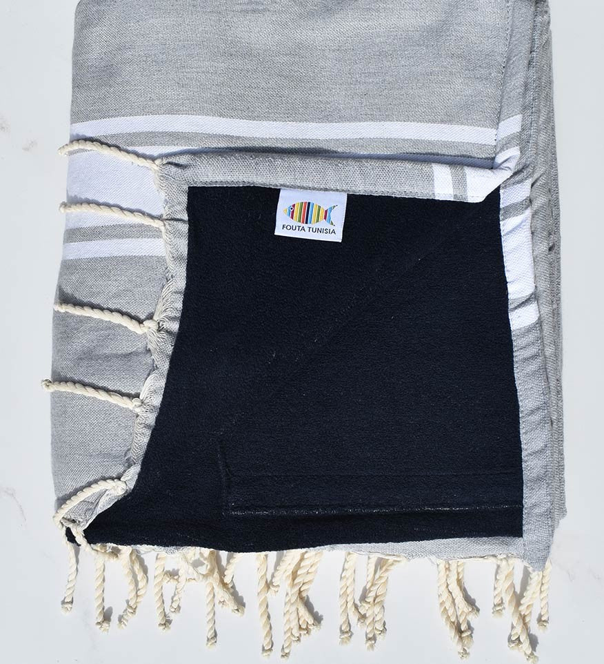 Fouta éponge gris souris Fouta Tunisia - 1