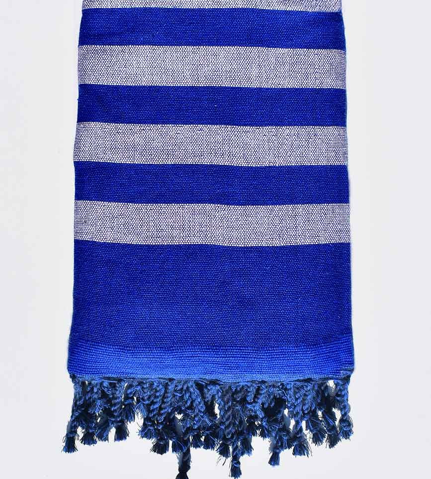 Fouta bleu électrique et gris très clair doublée éponge Fouta Tunisia - 1