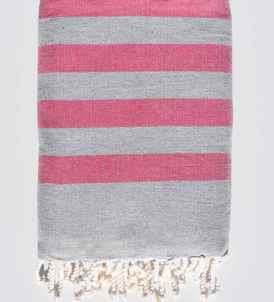 Fouta rose et gris doublée éponge  - 1