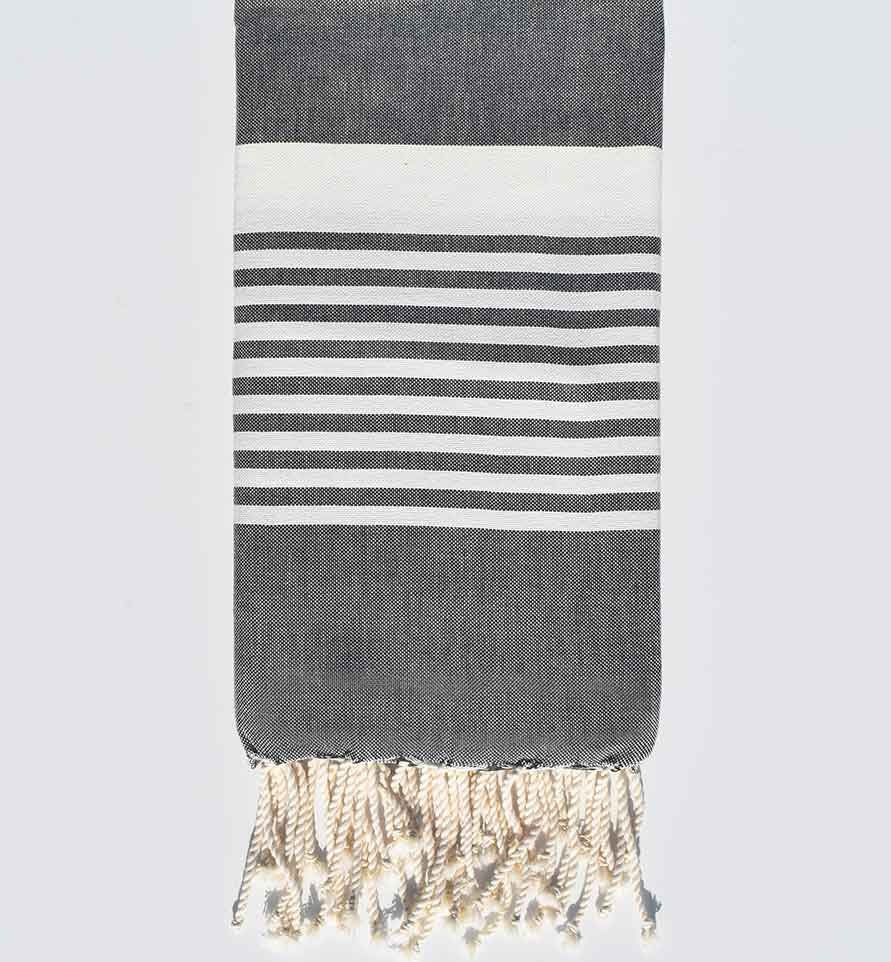 Fouta arthur gris foncé rayée blanc Fouta Tunisia - 1