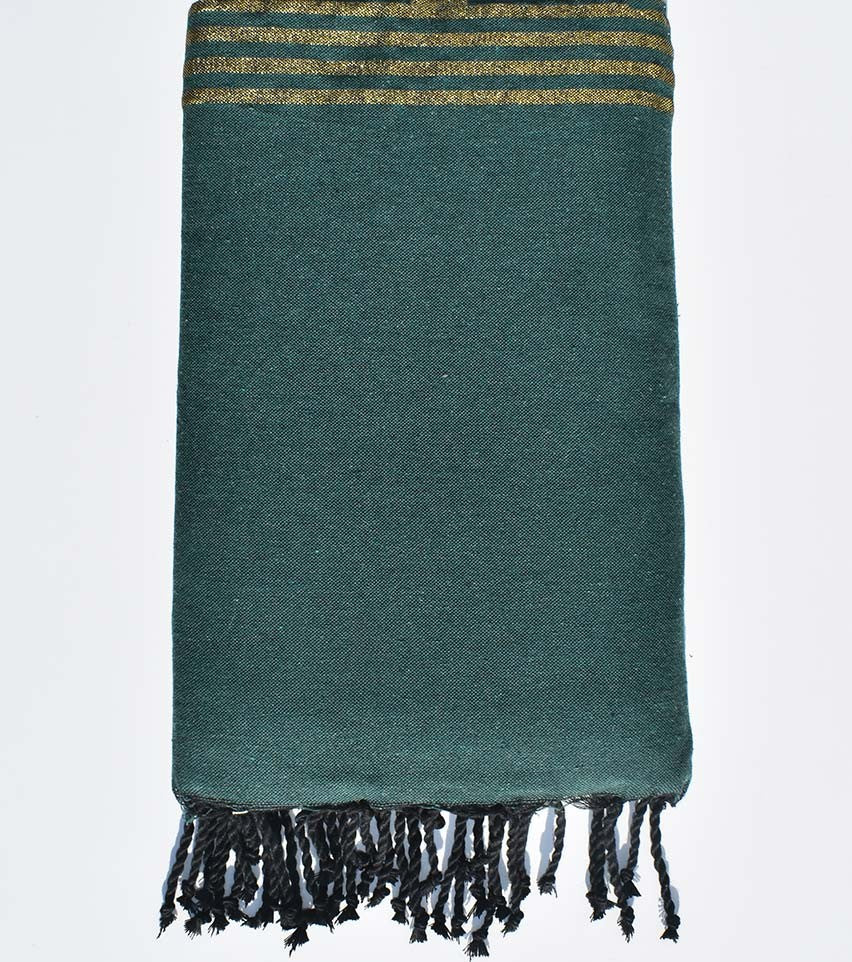 JETé vert foncé au fil lurex doré Fouta Tunisia - 2